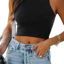 REORIA Women’s Sexy Sleeveless Racer Back Tank Tops Halter Neck Crop Tops L