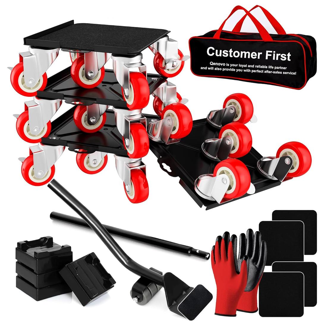 Furniture Dolly Set 5 Wheels Heavy Duty, Furniture Movers with Silent Rubber Wheels, 360 Rotation with Brake, 1400Lbs Load Capacity, Furniture Lifter for Easy Moving Large Furniture.