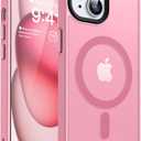 CANSHN Magnetic Case for iPhone 15 Case [Compatible with MagSafe & MIL-Grade Drop Tested] Slim Translucent Matte Cover, Anti-Scratch Shockproof Phone Case for iPhone 15 6.1 Inch, Pinkish