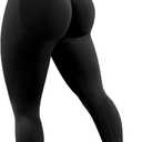 Impact Hidden Scrunch Butt Leggings for Women Mid Low Waist Gym Workout Legging Tummy Control Booty Lifting Yoga Pants (Black, M)