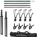 SLOW DOLPHIN 10 x 10Ft Photo Video Studio Heavy Duty Adjustable Muslin Backdrop Stand Background Support System Kit for Photography with Carrying Bag 8 Pcs Clip Clamps