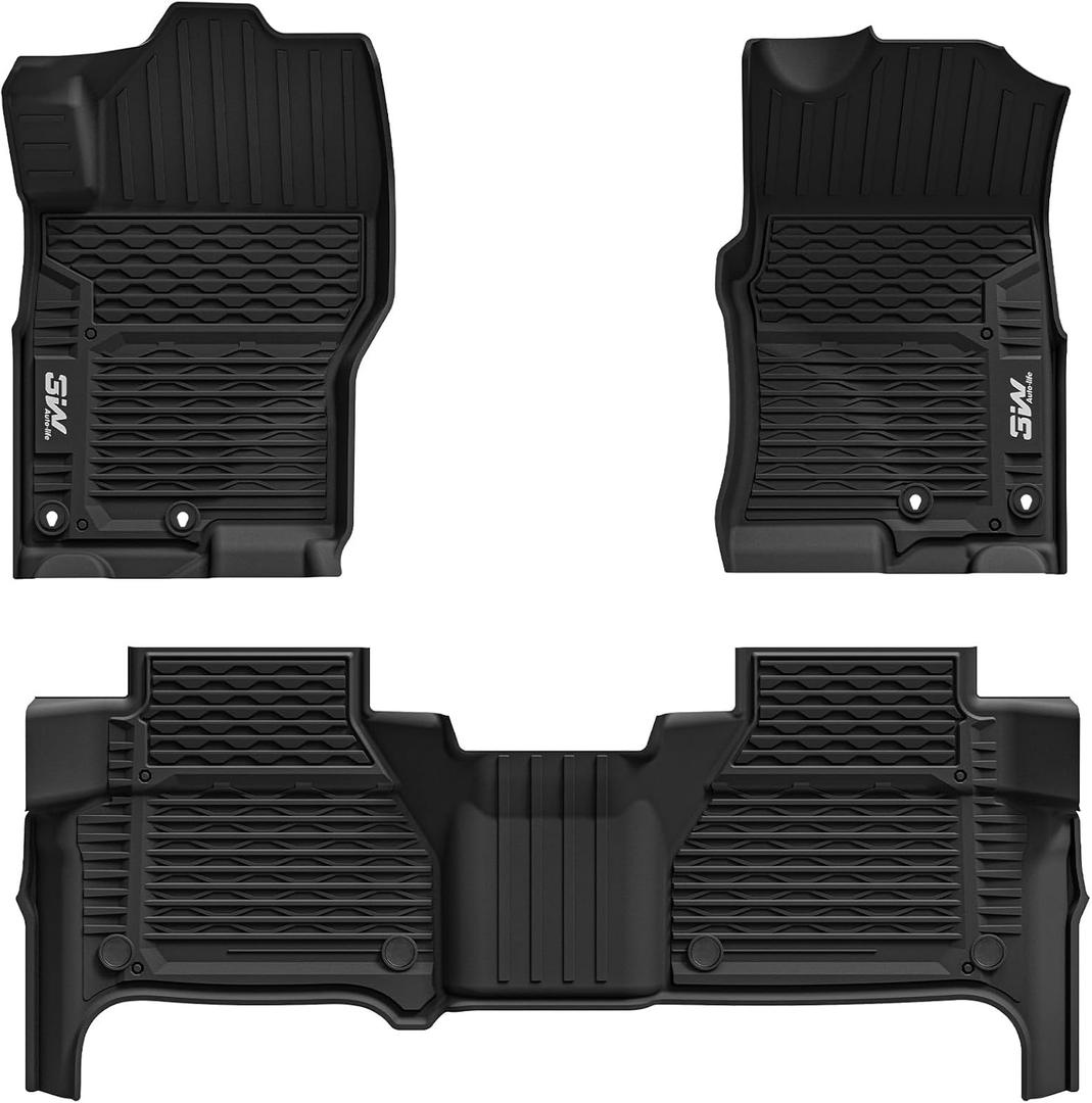 3W Floor Mats for Nissan Frontier 2026 2025-2022 Crew Cab(Not for 2nd with Under Seat Speaker), All Weather TPE Custom Fit Car Liner for Frontier Crew Cab Pickup, Black