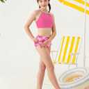 Girls Swimsuit 2 Piece Bathing Suit Tankini Adjustable Straps Cut Out Swimwear Size 9-16Y