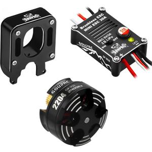 GOUPRC 2204 2400KV Brushless Outrunner Motor with Mount & 30A Brushless ESC Combo Kit for SCX24 Axial 1/24 Remote Control Crawler Truck Car (Black)