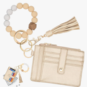 KNGITRYI Wallet Keychain Wristlet for Women,Slim RFID Credit Card Holder Purse Tassel Keychain Bangle Key Ring for Men Women