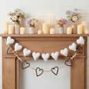 2 Pack 13.2 ft Valentines Day Grapevine Hearts Garland and White Felt Hearts Banner Vintage Rustic Wooden Bead Ornaments for Anniversary Wedding Birthday Window Wall Farmhouse Decor