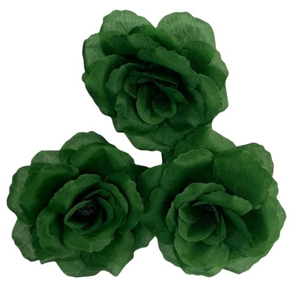 3pcs Artificial Green Rose Tops