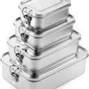 Umigy 4 Pcs Stainless Steel Food Containers 550/850/1400/2400 ml Metal Bento Lunch Box Stainless Steel Food Storage Containers, Lockable Clips to Leak Proof, Reusable Dishwasher Snack Boxes for Work
