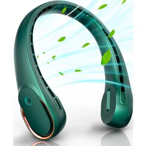 FrSara Bladeless Neck Fan, Strong Wind, Adjustable, 360 Cooling, Super Quiet, No Blade Fan Design, No Hair Twisting, Even Air Volume On Both Sides, Non-Slip Material, Short Charging, Long Use Time
