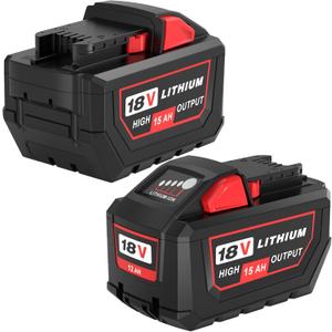 2Pack 15000mAh Lithium-ion Battery Replacement for Milwaukee 18V Battery Long Runtime Compatible with Milwaukee 18V Lithium Battery 48-11-1862 48-11-1852 48-11-1882 Cordless Tools (15.0Ah 2Pack) 