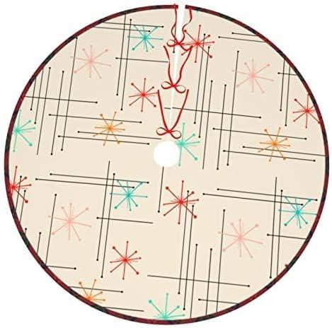 Retro Mid Century Christmas Tree Skirt Xmas Tree Mat Holiday Party Home Ornaments Decorations 48 inch
