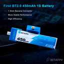 BETAFPV 4pcs BT2.0 450mAh 1S Battery 3.8V 30C Lipo Battery with BT2.0 Connector Compatible for 1S Tiny Whoop Drone Quadcopter Like Meteor75, Cetus Pro FPV Kit, Cetus X FPV Kit