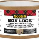 Scotch Box Lock Paper Packing Tape, Kraft Brown, Extreme Grip Kraft Paper Tape That Recycles with The Box, Shipping Tape, 1.88 in. x 25 yd., 8 Tape Rolls
