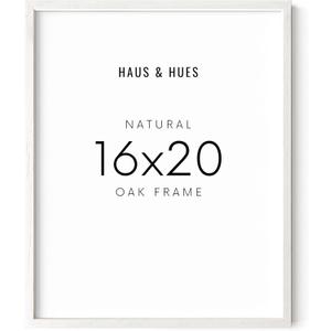 HAUS AND HUES White Oak Wood 16x20 Picture Frame - Lightweight Frame for Wall Art, Posters, Photos (White Oak Frame)