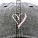 Hand Drawn Heart Hat Womens Embroidered Baseball Cap (Gray)
