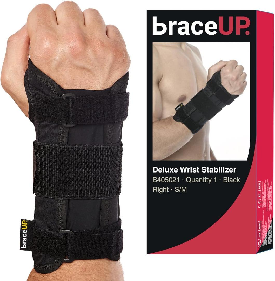 BraceUP Carpal Tunnel Wrist Brace for Men and Women - Metal Wrist Splint for Hand and Wrist Support and Tendonitis Arthritis Pain Relief, S/M
