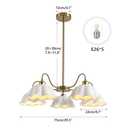 5-Light Gold Sputnik Chandelier Semi Flush Mount Chandelier Mid Century Modern Sputnik Chandelier with White Ceramic Shade Living Room Finish Brass Chandelier (5- LIght White)