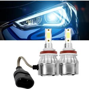 2 PCS H8/H11/H9 Car LED Light, 3000K 3800LM Super Bright Auto Headlight Bulb, Waterproof Car C6 LED Fog Light High and Low Beam Bulb Replacement, Plug & Play Bulb Lighting Car Accessories