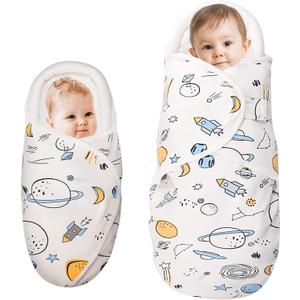 Premium Soft Cotton Baby Swaddle Blankets, Unisex Baby Blanket Wrap for Newborn Baby Boys Girls, Skin Friendly Wearable Swaddling Sleep Sack Calms Startle Reflex (White, 0-3 Months + 3-6 Months)