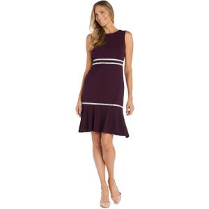 R&M Richards Knee Length Cocktail Dress W/Rhinestone & Bottom Ruffle (Purple) 10