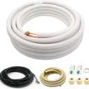 25FT Mini Split Line Set 1/4*1/2 OD HVAC Copper Tube Pipe Extension,3/8 Thickened PE Insulation Coil Air Conditioner Twin Copper Line Heating Equipment Hose with Flared Nuts (25FT (1/4+1/2) with wire)