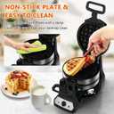 Waffle Maker, 1400W Belgian Waffle Maker, Double Waffle Iron 180 Flip, Rotating Nonstick Plates, Adjustable Browning Control, Locking Buckle & Cool Touch Handle, Removable Drip Tray, Stainless Steel