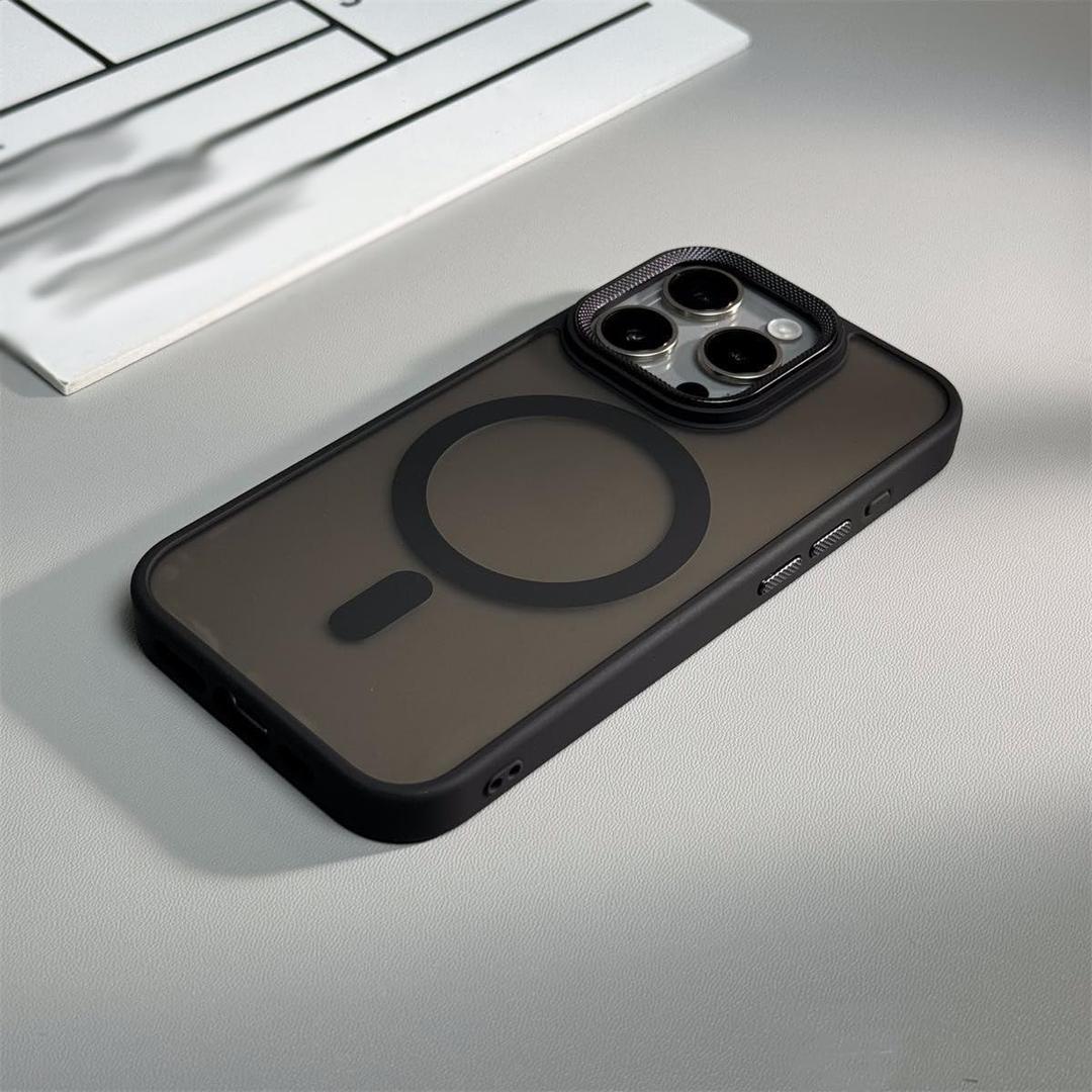 Curranet Matte Magnetic Clear Case for iPhone 16/15/14 Pro Max, 2025 New Curranet Matte Magnetic Clear Soft Case with Lens Protection, Shockproof Protective Cover for iPhone (Black,for 13)