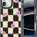 Bouvardia for iPhone 17 Case, Cute Girly Design for Women, Protective & Aesthetic, Checkered & Flowers