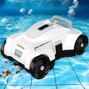 Automatic Pool Vacuum Robot, Cordless Robotic Pool Cleaner for Above Ground Pools and Flat Inground Pools, Pool Vacuum Cleaner Automatically Removes Debris Underwater, 90-120Min Runtime