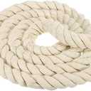 PATIKIL 1 Inch x 10 Feet Natural Twisted Cotton Rope, 3 Strand Tug of War Rope with Sealing Tape for Craft Railings Home Decor, Beige