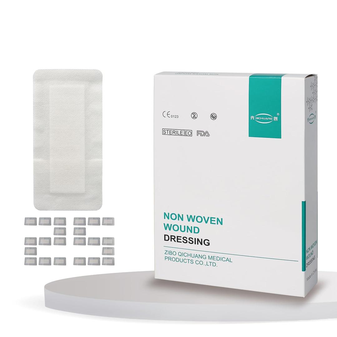 4X8 Inches Extra Large Sterile Adhesive Island Wound Dressing Bandages - Non Woven Cover Bordered Gauze Pads, 25 Individually Pack, High Absorbent, Medical Grade by QICHUANG(4X8 In - C25)
