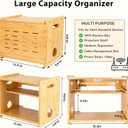 Fullin Upgrade WiFi Router Storage Box Hider, Large Capacity Projector Shelf, Wall Mount or Desktop Cable Management Box, Bamboo Modem Organizer Power Strip Hider Rack Need Assembly