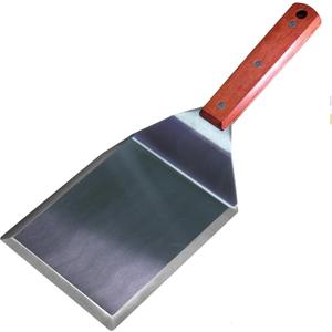 La Cuisine Extra-Wide Spatula Stainless Steel with Wooden Handle for BBQ Flat Top Griddle Blackstone Grill Pancake Smash Burger Tool Hamburger Turner, Heavy-duty 5x6 Stainless Steel, 1 Pound Weight