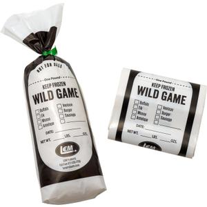 LEM Products 1 lb. Wild Game Bags, Polyethylene, White and Black, 100 Count