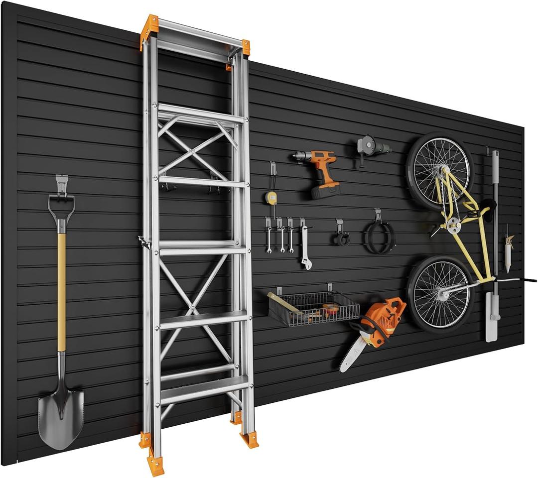 4 x 8 FT Slatwall Panel Garage Wall Organizer, Heavy Duty Slat Wall Paneling Sheets, Interlocking PVC Panels, Garage Slatwall for Tool Organization Mounted Storage Systems