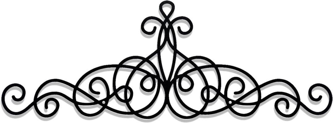 Zhengmy Small Traditional Metal Scroll Wall Art Decor Rustic Iron Wall Medallion Small Iron Metal Plaque for Home Living Room Decoration(Black)