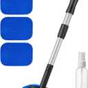 AstroAI Windshield Cleaner Tool, Microfiber Car Window Cleaner with 4 Reusable and Washable Microfiber Pads and Extendable Handle Auto Inside Glass Wiper Kit, Blue