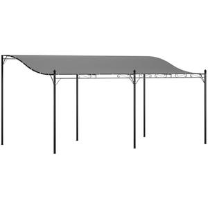 Outsunny 10' x 16' Outdoor Pergola Canopy, Wall-Mounted Metal Patio Canopy with Weather-Resistant Fabric and Drainage Holes for Backyard Garden Porch Beach, Dark Gray