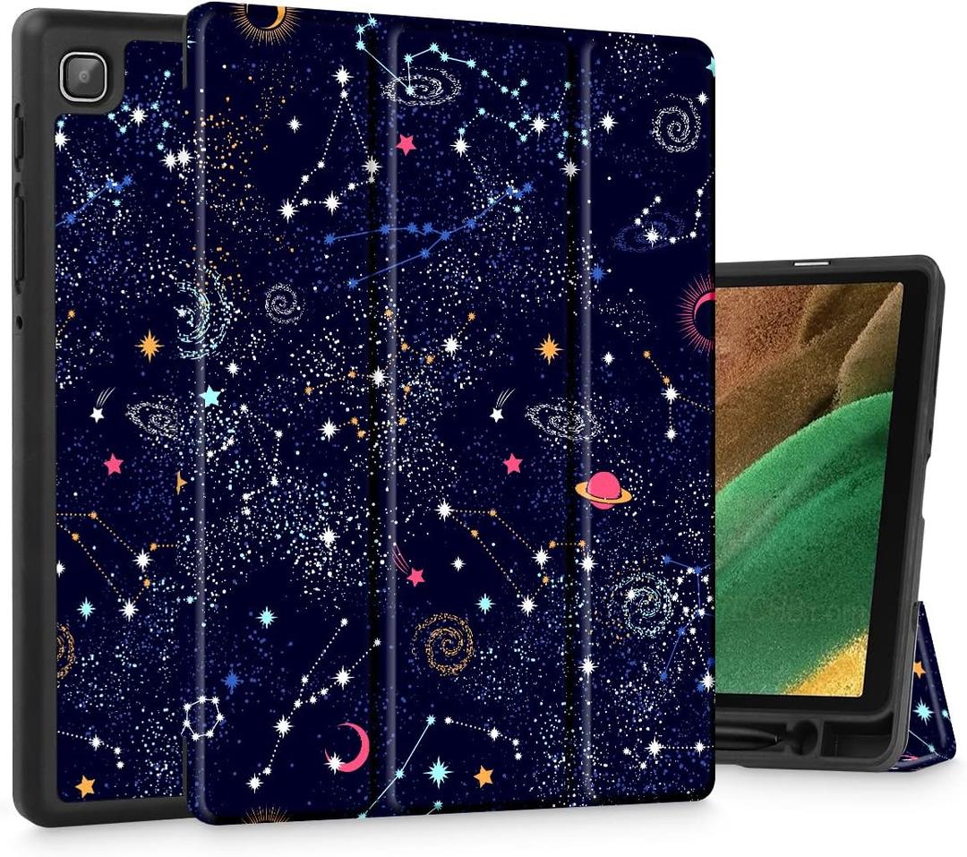 Tuiklol Case for Samsung Galaxy Tab A7 Lite 8.7 inch 2021 Model SM-T220 T225 T227 Built-in S-Pen Holder TPU Protective Hard Back Shell for Tab A7 Lite 7.8'' Smart Cover,North Star
