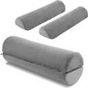 ROYALAY Neck Pillow for Sleeping Round Roll Pillow Including 2 Pack Half Moon Cervical Pillow, Foam Roll Pillow for Pain Reduce, Washable Cover Bolster Pillow for Head Neck Back and Legs, Gray