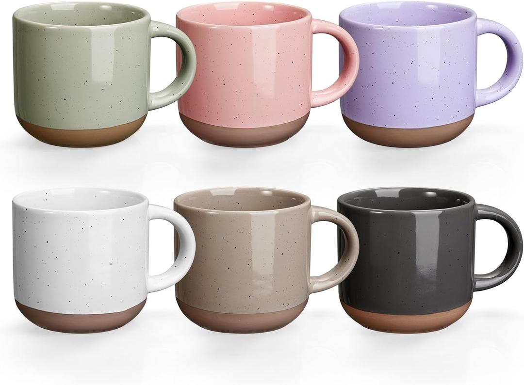 Gencywe Morandi Color Ceramic Mini Espresso Cups Set of 6, 5 oz Expresso Mugs with Handle, Porcelain Coffee Mugs Demitasse Cups, Modern Style Cups, Microwave Dishwasher Safe Suit for Espresso Machine | Mini, Coffee Mugs, Demitasse Cups, Modern Style Cups
