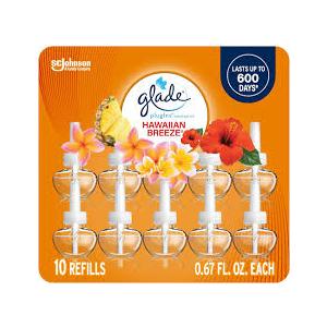 Glade PlugIns Refills Air Freshener, Scented and Essential Oils for Home and Bathroom, Hawaiian Breeze, 6.7 Fl Oz, 10 Count