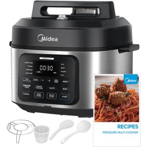 Midea WideMax 12-in-1 Electric Pressure Cooker, 6.5 Quart, 12 Presets, Multi-Functional Programmable Slow Cooker, Rice Cooker, Steamer, Saut Pan, Cake, Yogurt, Warmer and More