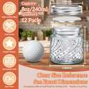 8oz Mason Jars with Silver Lids and Bands, 12 Pack with Wave and Dot Pattern, Stickers&Tags, Half Pint Glass Canning Jars for Honey, Jam, Candies, Jelly, Spice, DIY Crafts & Wedding Favors