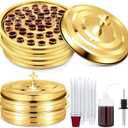 Zhehao 2 Sets Holy Communion Trays With Lid, Cup Fillers, and 100 Disposable Cups for Churches (Golden)