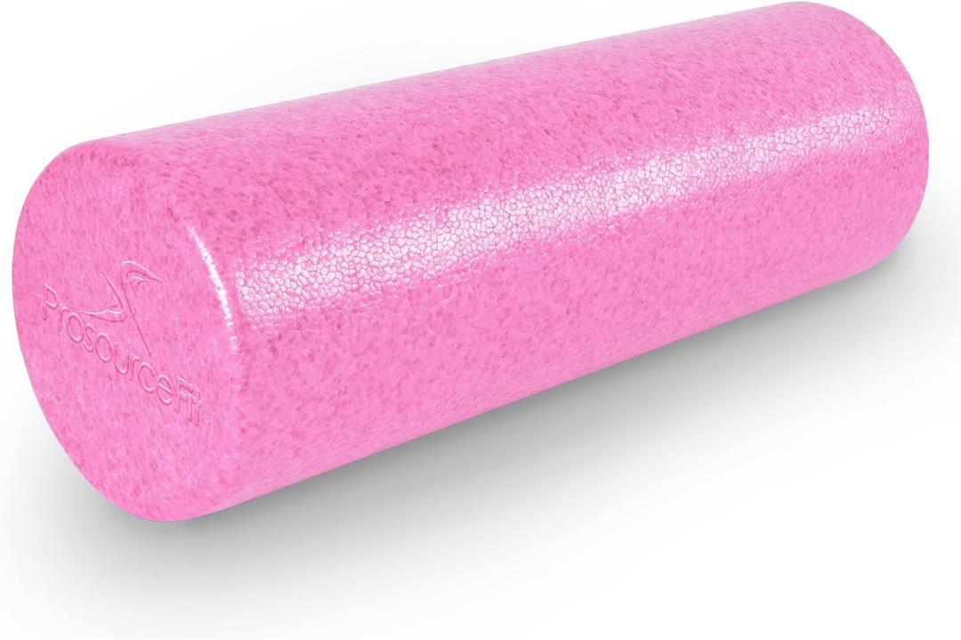 ProsourceFit High Density Foam Rollers 18 - inches long, Firm Full Body Athletic Massager for Back Stretching, Yoga, Pilates, Post Workout Trigger Point Release, Pink