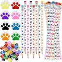 Weecent 48 Pcs Paw Print Pencil Eraser Sets Colorful Wooden Pencils with Paw Eraser for Kids Dog Themed Birthday Party Favors Welcome Back to School Favors Office Supplies