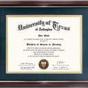 GraduationMall 8.5x11 Diploma Frame with Navy over Gold Mat or Display 11x14 Certificate without Mat,Solid Wood & Tempered Glass,Glossy Cherry Finish with Gold Trim
