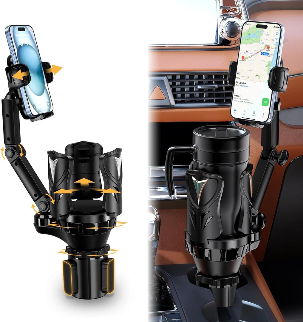Phone Holders for Your Car, Adjustable Car Cup Holder Expander with Rubber Grip, Secure Hold, Multi-Scenario Use for Drivers, Commuters & Road Trips, Universal Fit for Up to 5.31'' Drinks/Mugs/Foods
