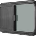 Horizontal RV Window, 24" W x 15" H Tinted Sliding RV Window with Net Screen and Trim Ring, Suitable for 1-1/8" Thick Walls, DOT Approved